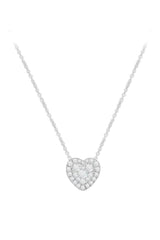 White Gold Color Latest Round Moissanite Halo Heart Pendant Necklace
