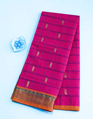 Deep Pink Color Venkatagiri Checked Cotton Saree