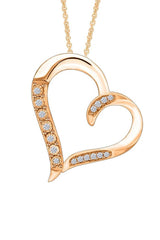 Rose Gold Color Lab-Created Diamond Heart Pendant Necklace 