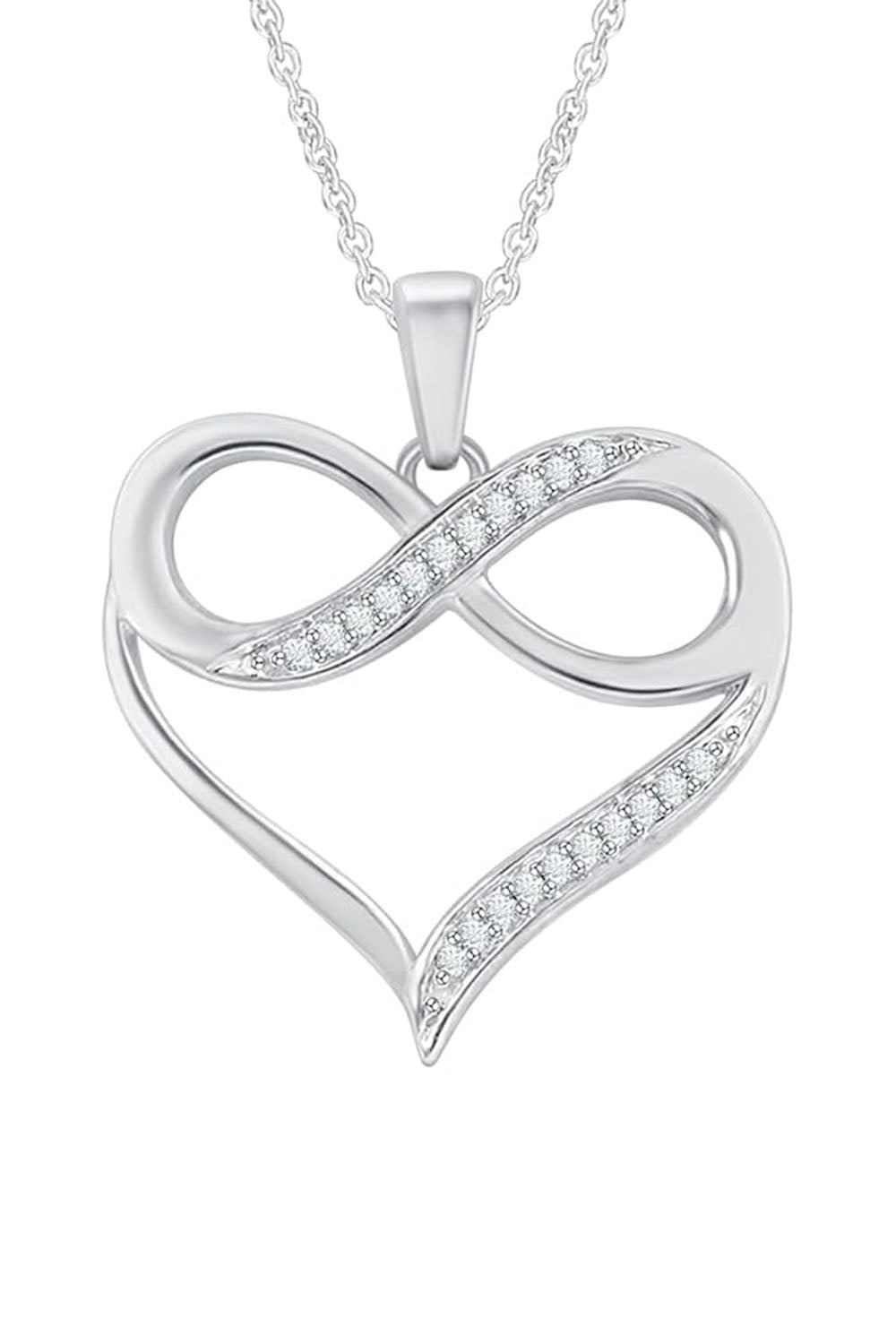 White Gold Color Heart with Infinity Pendant Necklace, Infinity Necklace