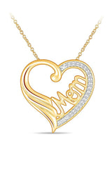 Yellow Gold Color Mom Heart Angel Wing Pendant Necklace