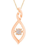 Rose Gold Color Moissanite Diamond Twist Infinity Pendant Necklace 