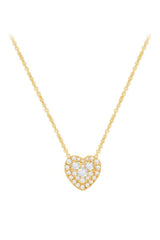 Yellow Gold Color Latest Round Moissanite Halo Heart Pendant Necklace