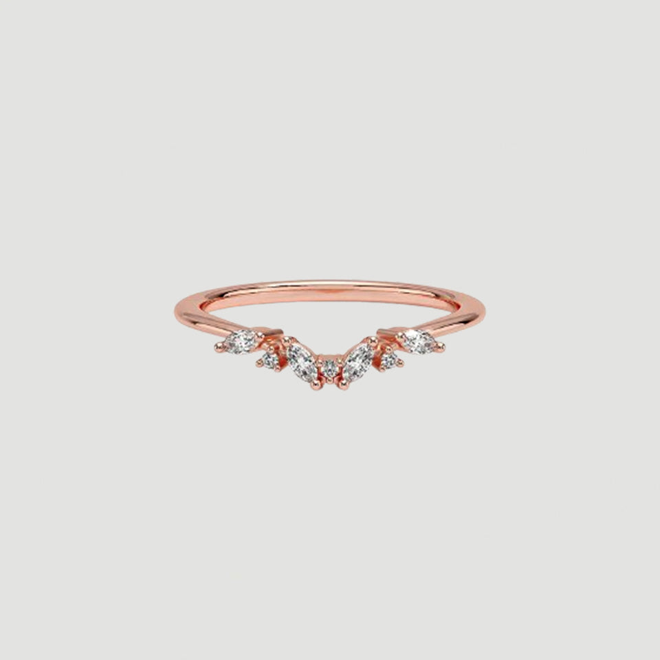 Marquise and Round Shape Moissanite Curved Ring