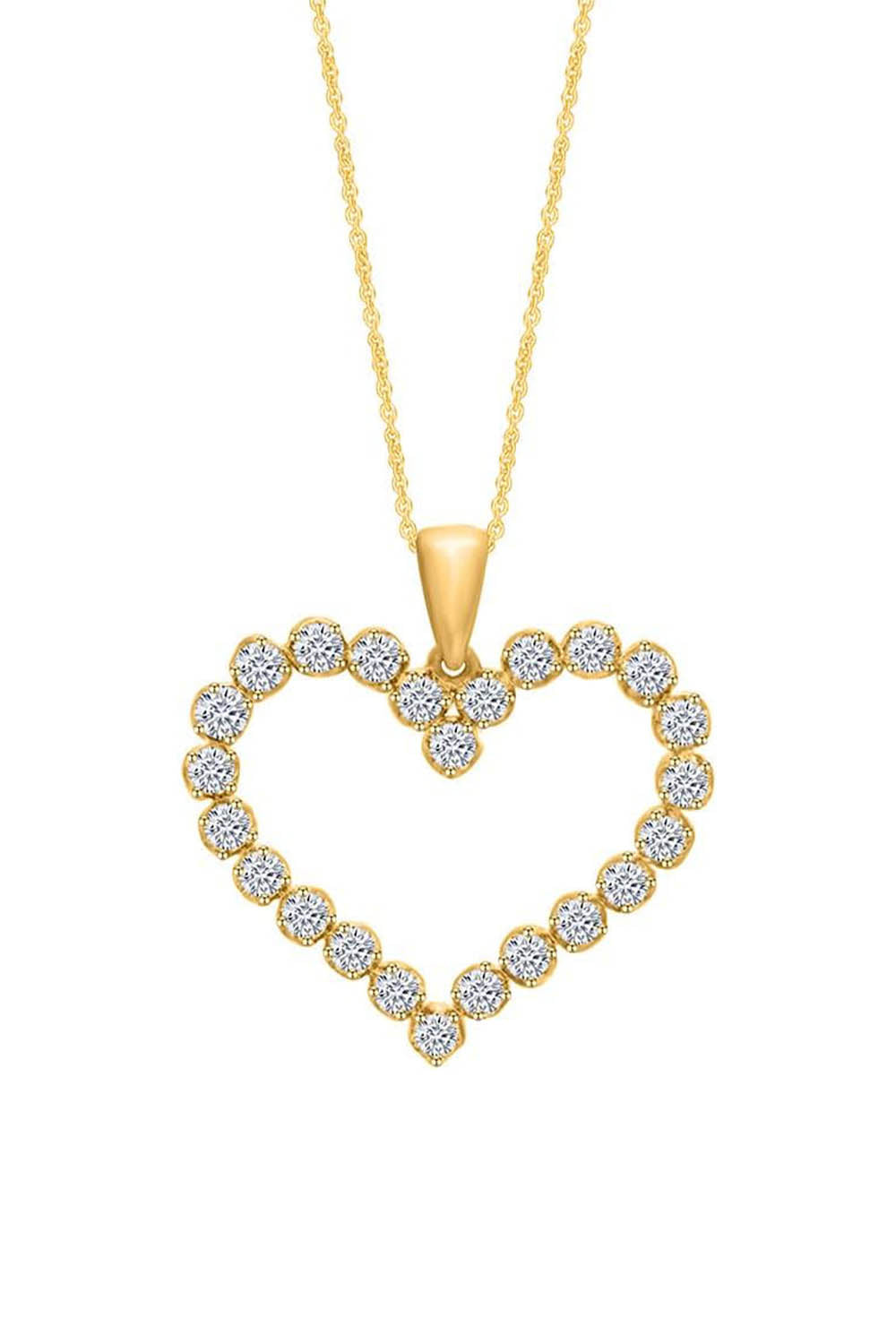 New Yellow Gold Color Round Moissanite Heart Pendant Necklace