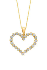 New Yellow Gold Color Round Moissanite Heart Pendant Necklace