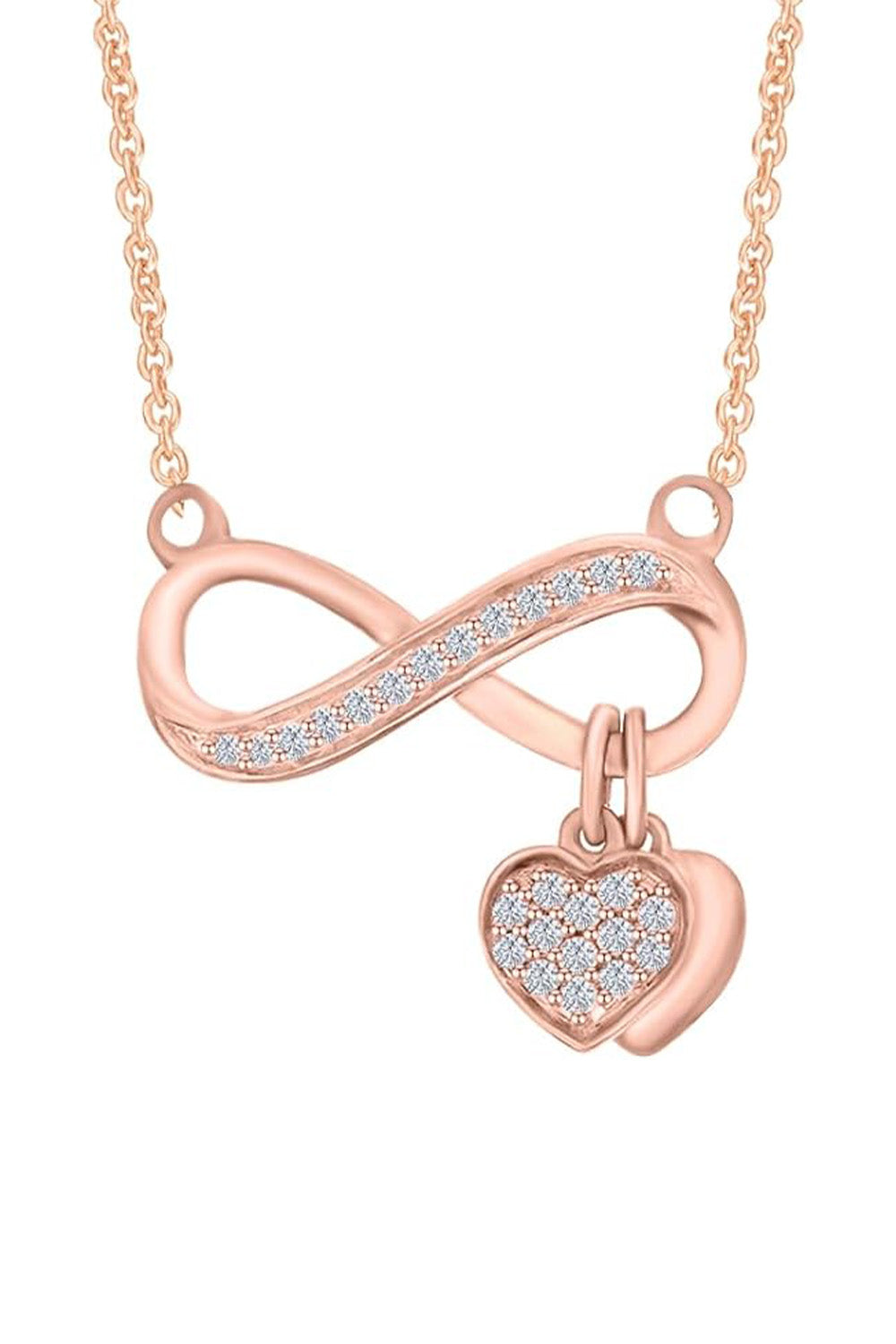 Rose Gold Color Double Heart Infinity Necklace