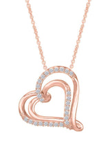 Rose Gold Color Stylish Moissanite Double Heart Pendant Necklace 