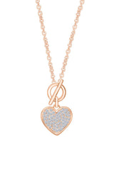 Rose Gold Color Moissanite Toggle Love Heart Pendant Necklace