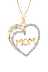 Yellow Gold Color MOM Love Heart Pendant Necklace