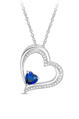 White Gold Color Sapphire Heart Pendant Necklace
