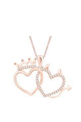 Crown Devil Double Heart Pendant Necklace