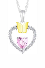 Tourmaline Gemstone Heart with Butterfly Pendant Necklace