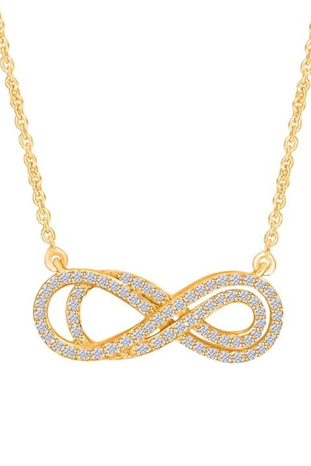 Yellow Gold Color Double Infinity Pendant Necklace 