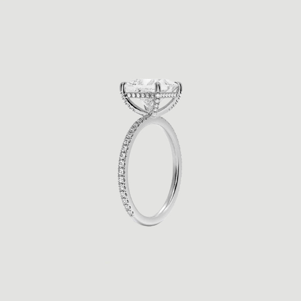 Princess Moissanite Pave Set Ring