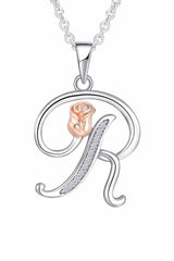 R Letter With Rose Pendant Necklace