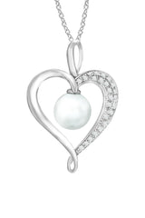 White Gold Color Pearl Love Heart Pendant