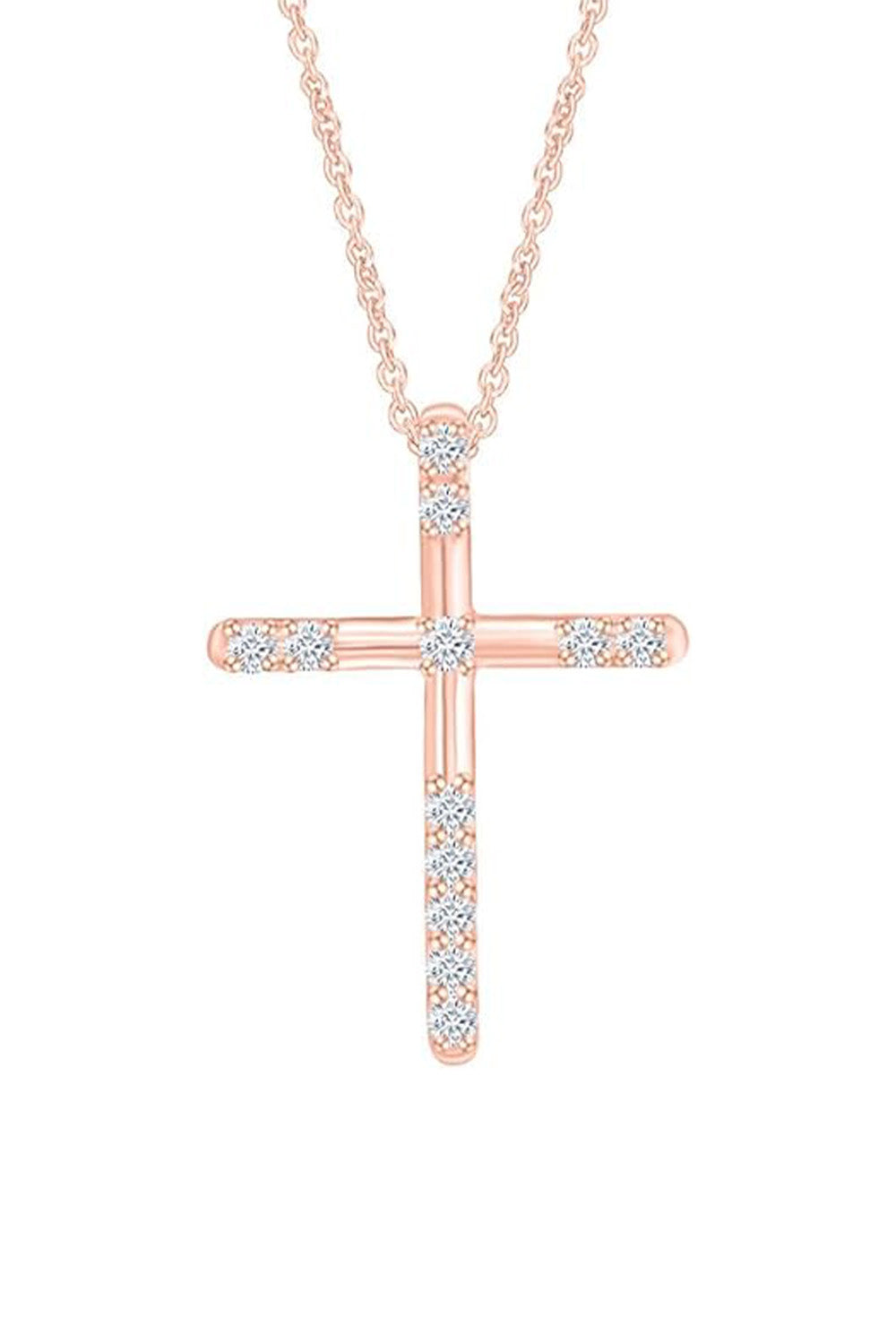 Rose Gold Color Cross Pendant Necklace for Women, Fashion Jewellery