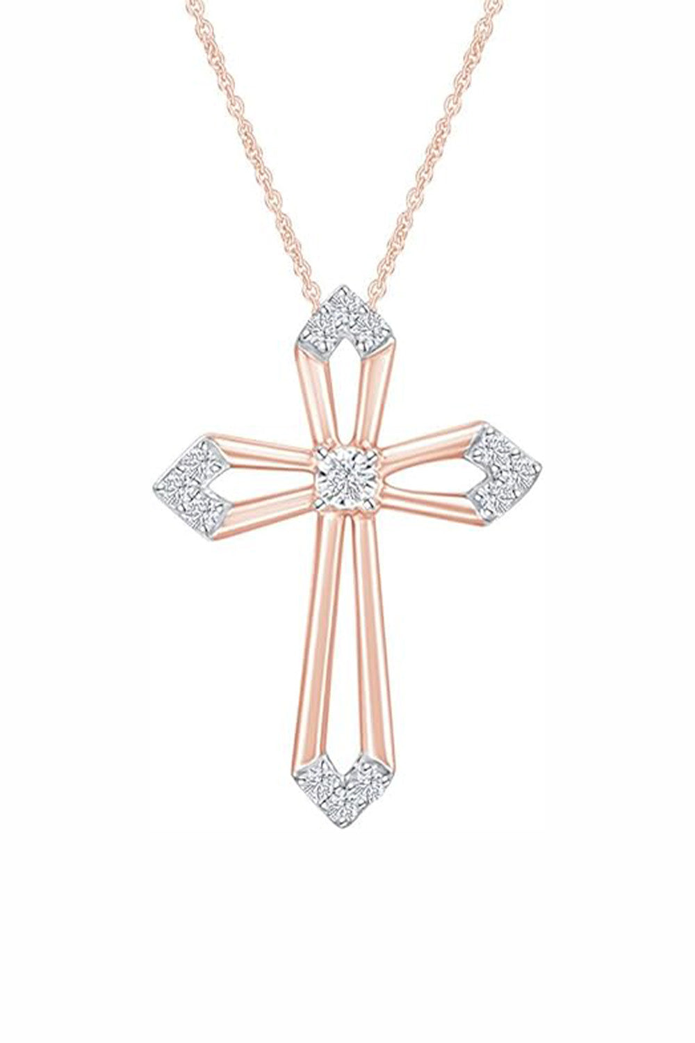 Rose Gold Color Open Cross Pendant Necklace, Trending Necklaces