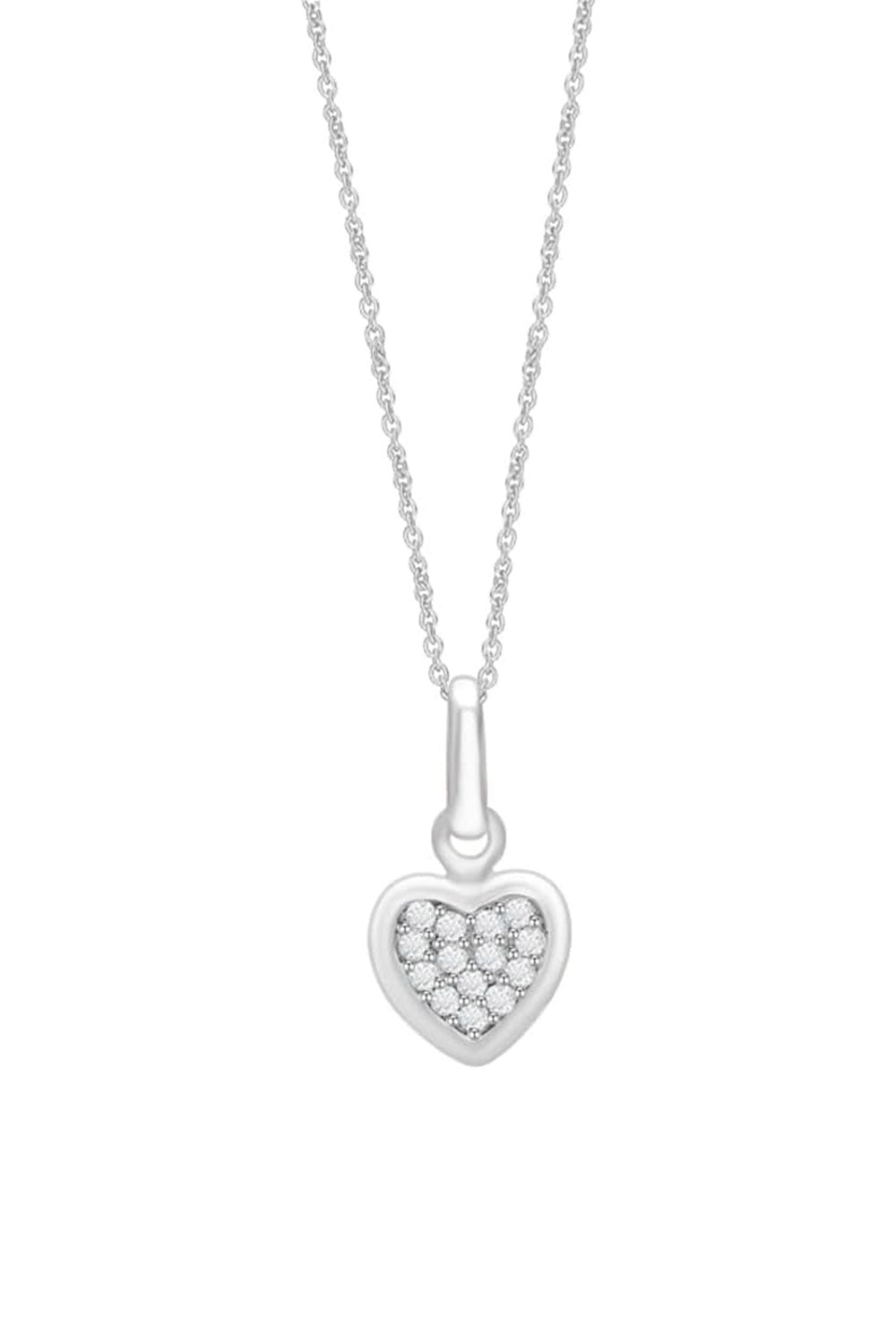 White Gold Color Round Moissanite Cluster Heart Pendant Necklace