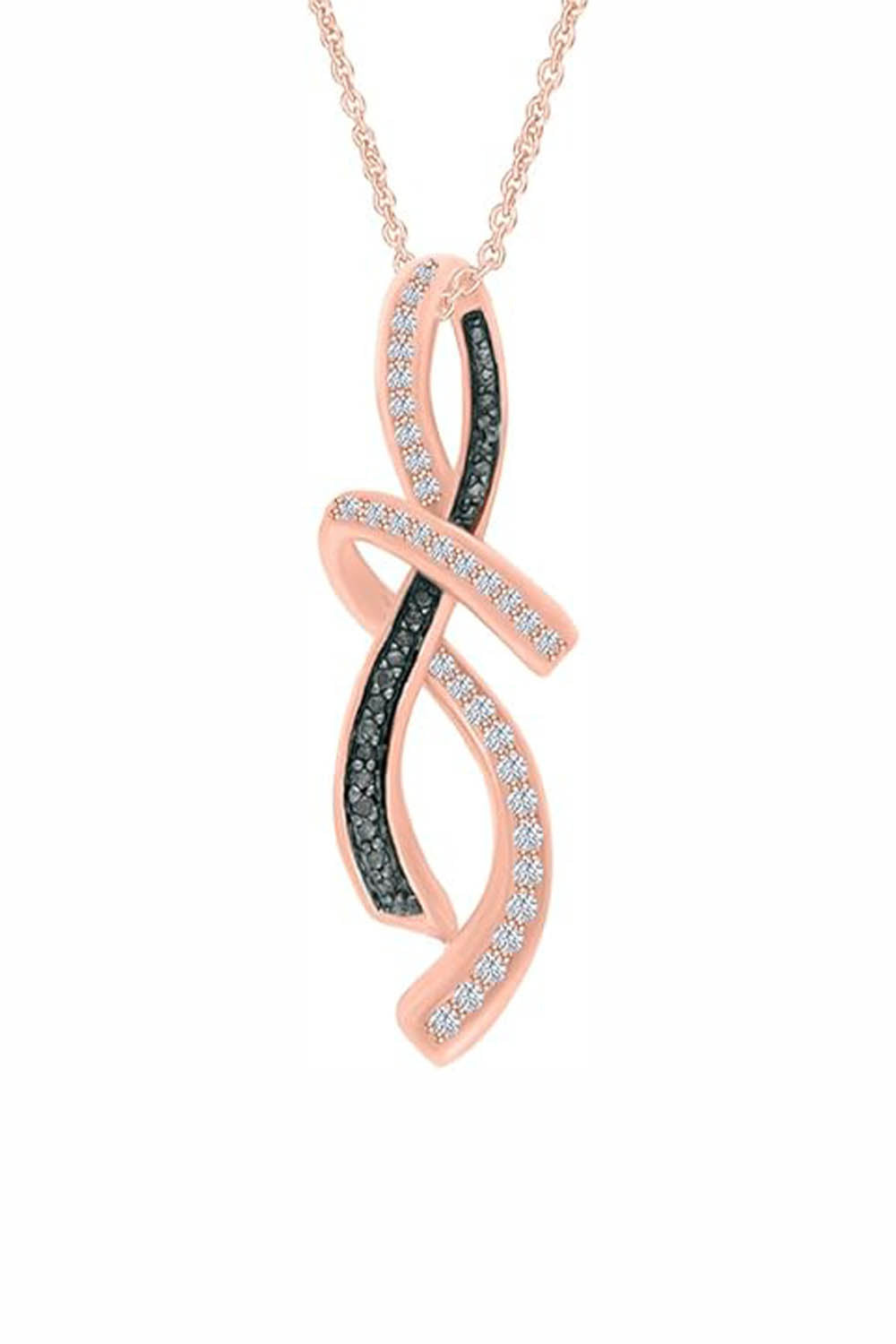Rose Gold Color Yaathi Black and White Infinity Pendant Necklace 