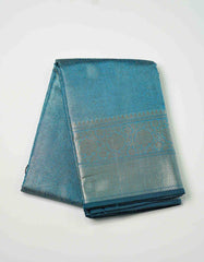 Turquoise Blue Fancy Silver Brocade Saree