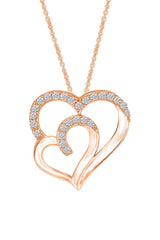 Rose Gold Color 1/2 Carat Moissanite Double Heart Pendant Necklace 