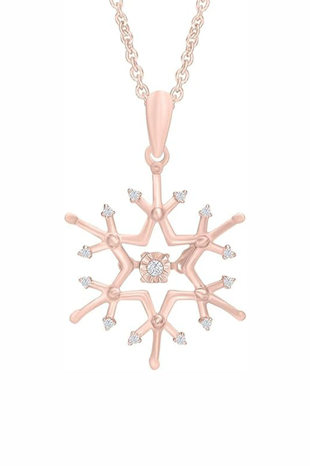 Moissanite Snowflake Pendant Necklace in 18K Gold Plated Sterling Silver Anniversary Christmas.