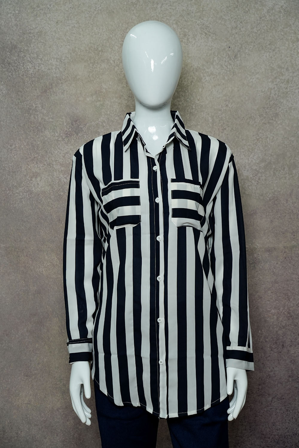 Dark Blue Color Striped Shirts for Women 