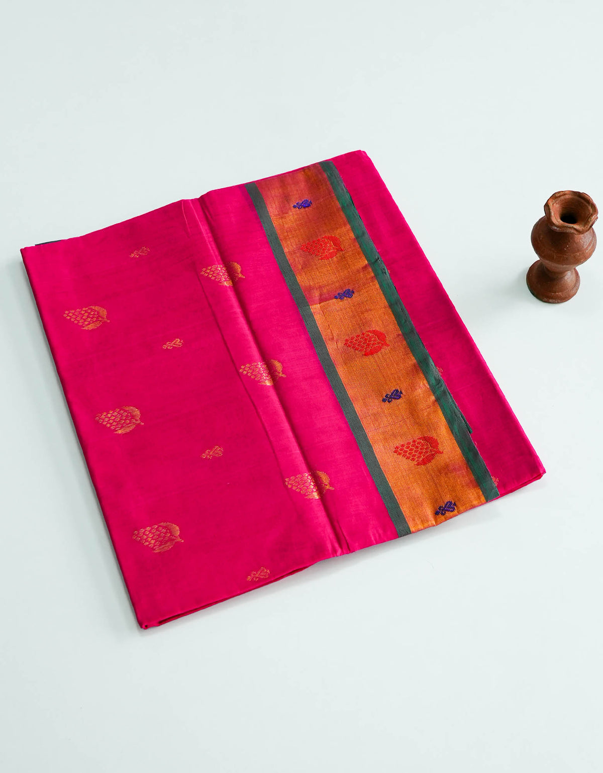 Neon Pink Color Paithani Cotton Saree