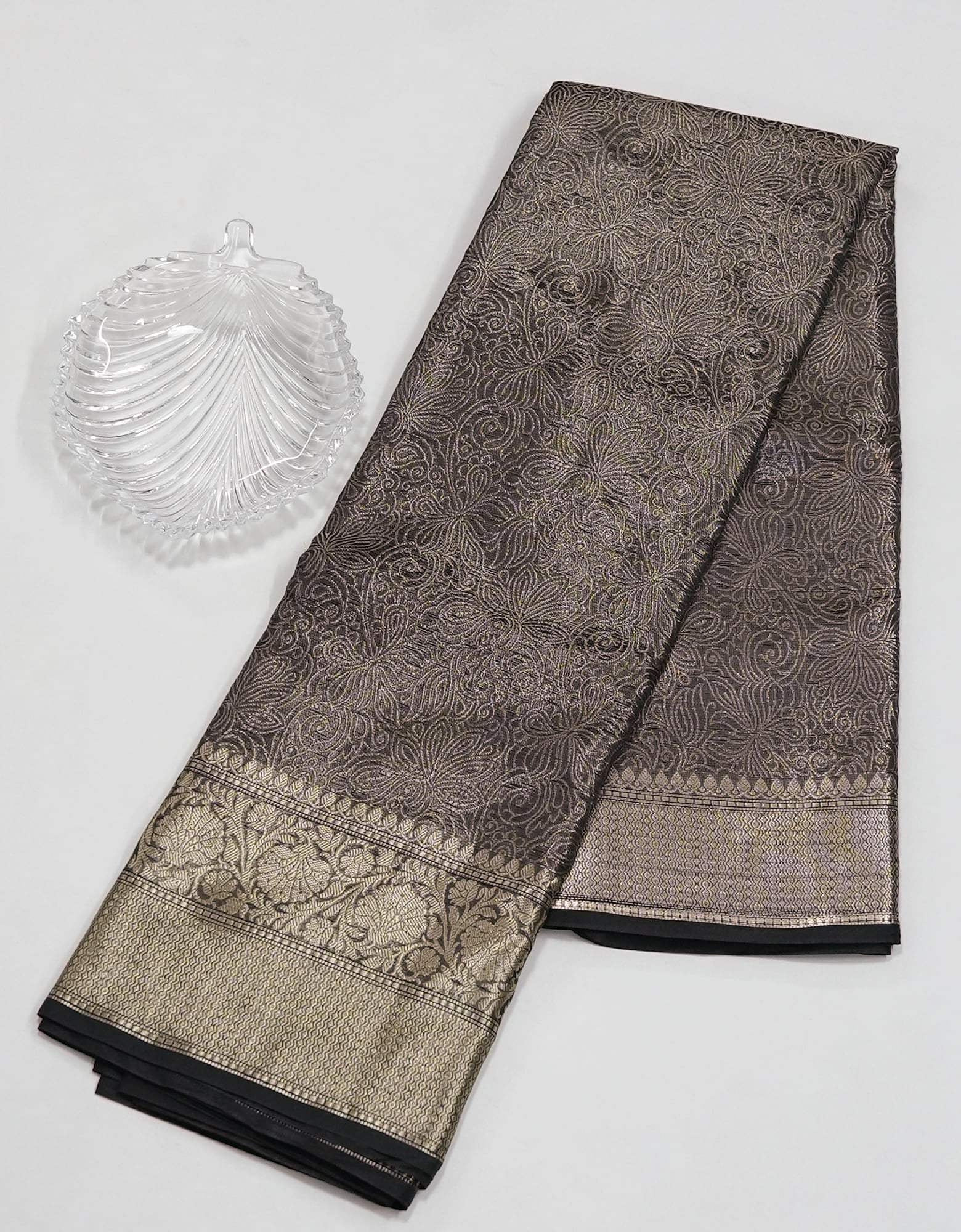 Black Colour Fancy Silver Brocade Saree