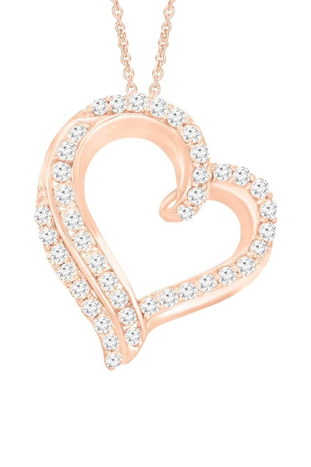 Beautiful Rose Gold Color Moissanite Love Heart Pendant Necklace
