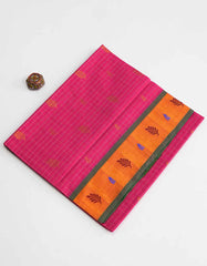 Deep Pink Color Venkatagiri Checked Cotton Saree