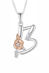 B Letter Rose Pendant Necklace