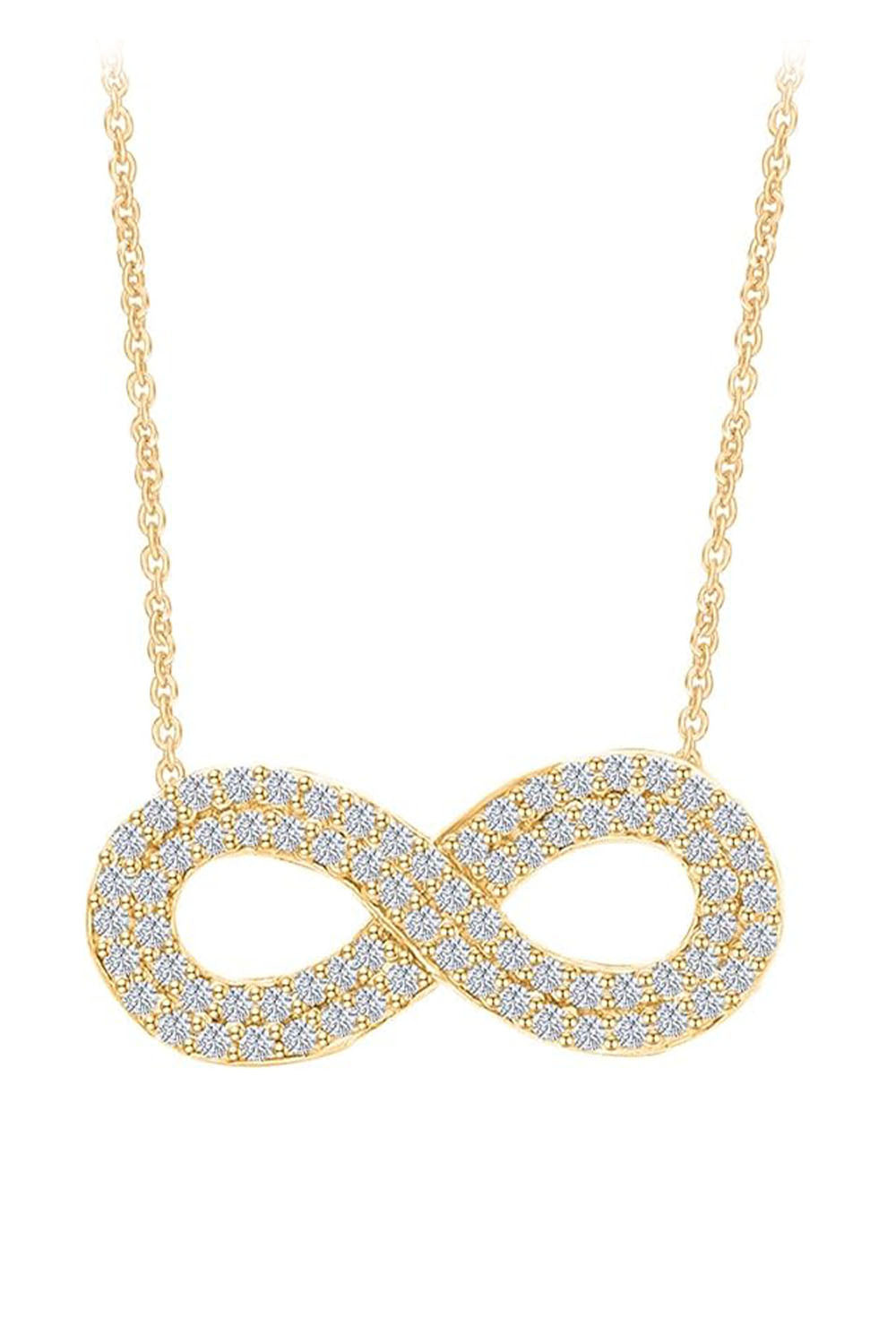 Yellow Gold Color Latest Moissanite Infinity Pendant Necklace