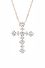 Rose Gold Color Round Moissanite Cross Pendant Necklace 