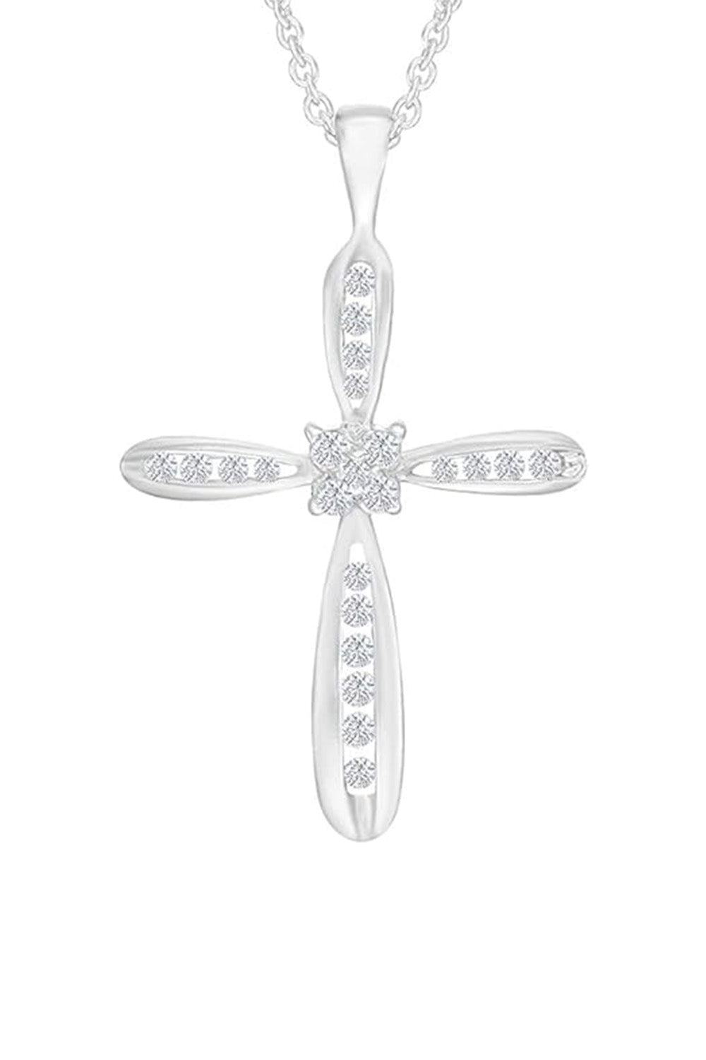 White Gold Color Latest Yaathi Moissanite Cross Pendant Necklace, Jewellery