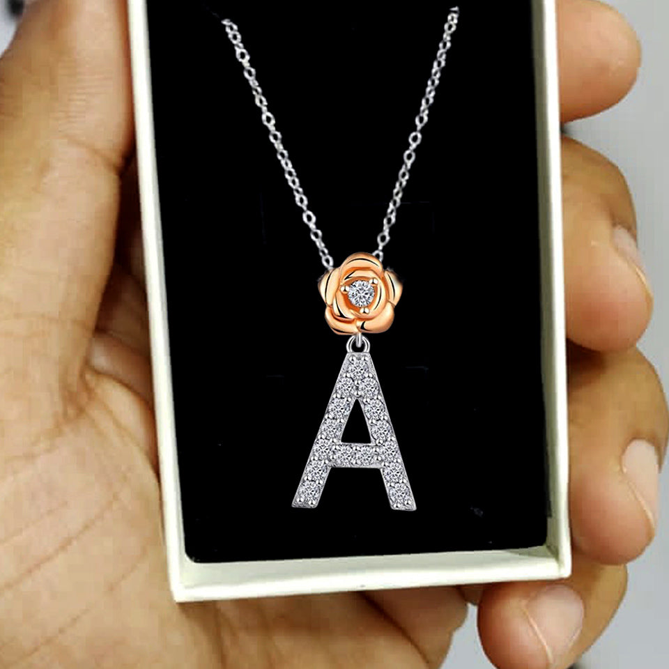 Alphabet Flower Pendant Necklace