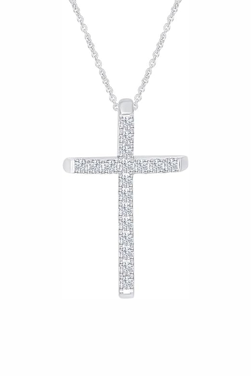 White Gold Color Stylish Cross Pendant Necklace in 18K Gold 