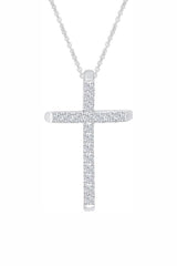 White Gold Color Stylish Cross Pendant Necklace in 18K Gold 