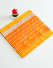 Yellow Color Cotton Saree with Silver Line
