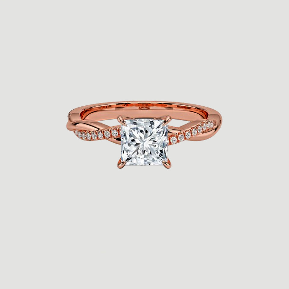 Princess Cut Moissanite Twisted Ring