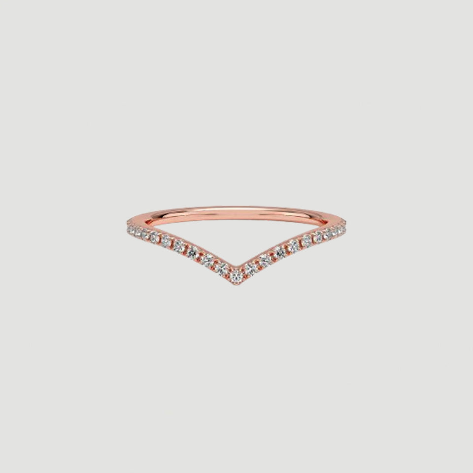 Chevron V Shape Curved Ring