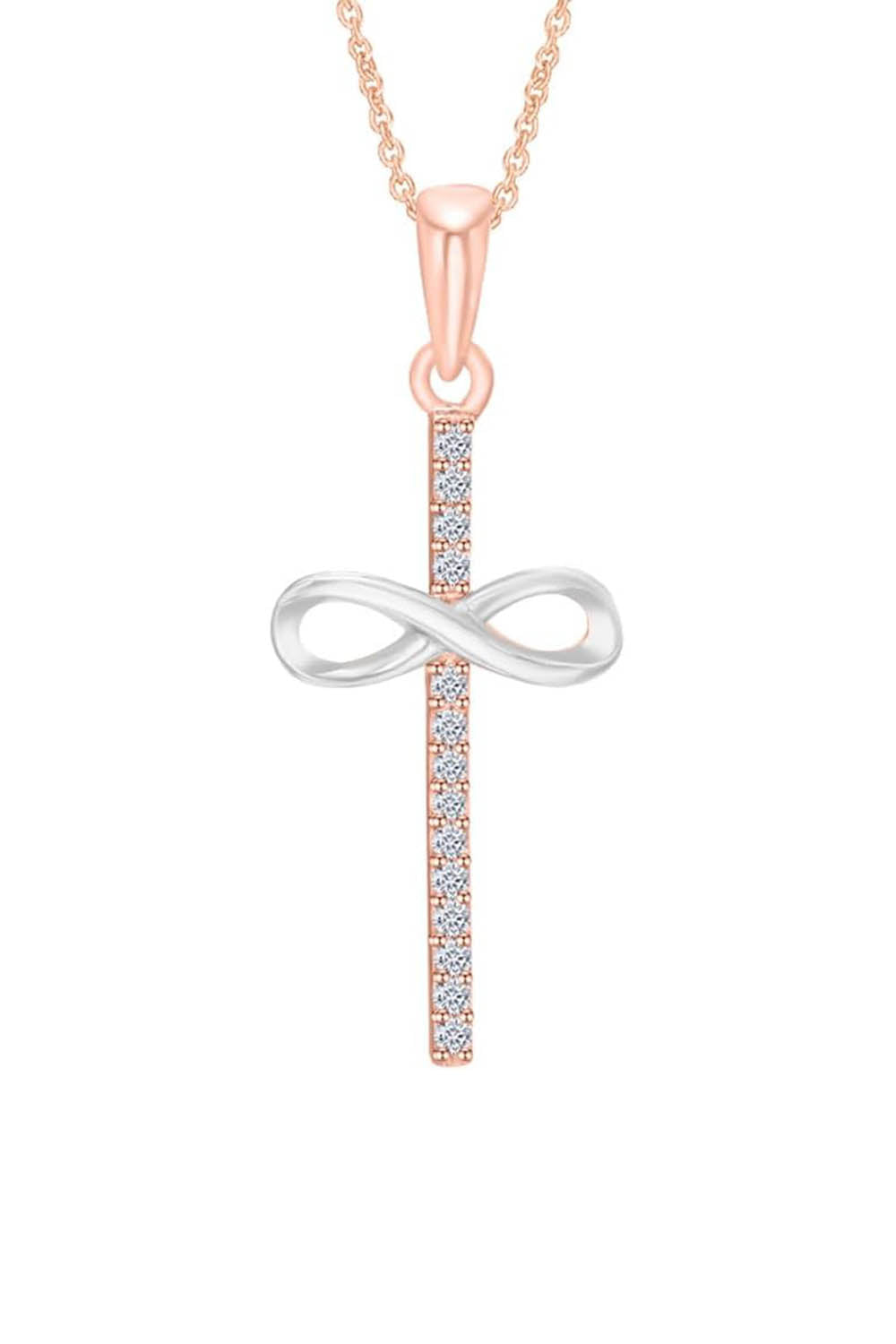 Rose Gold Color Infinity Cross Pendant Necklace, Infinity Necklace