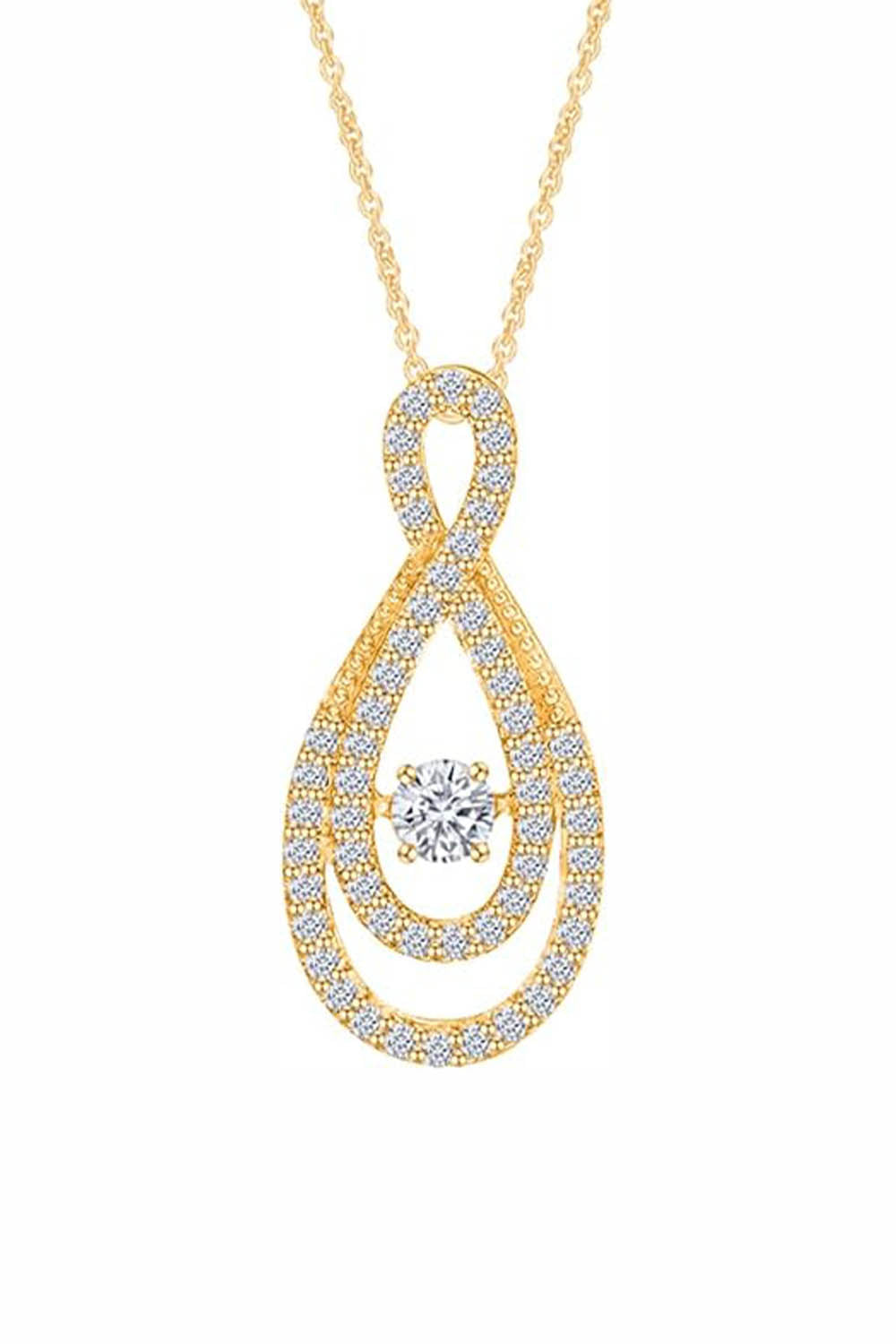 Yellow Gold Color Yaathi Moissanite Infinity Pendant Necklace, Jewellery