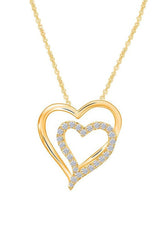 Yellow Gold Color Double Heart Pendant Necklace