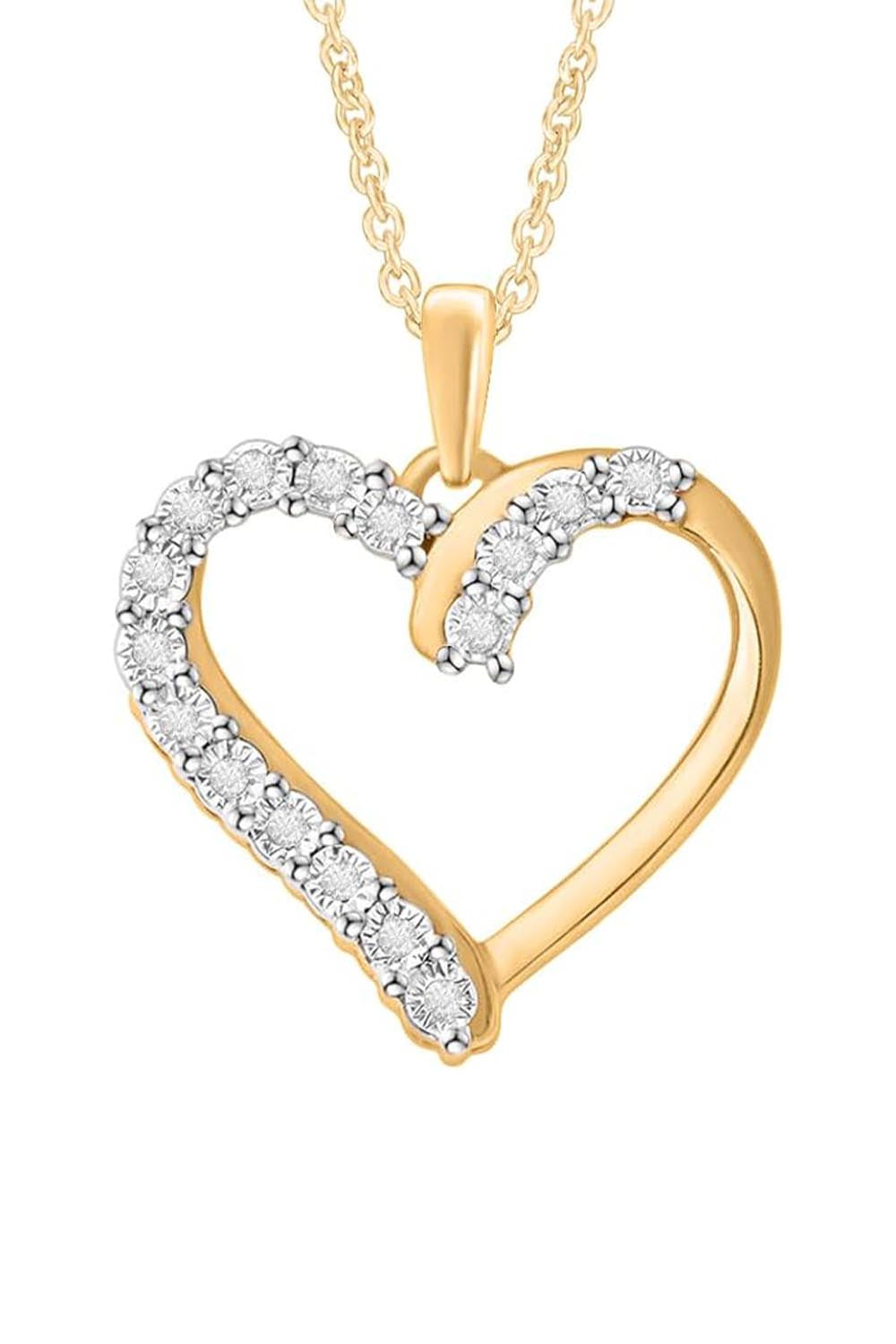 Yellow Gold Color Yaathi Moissanite Heart Pendant Necklace Lab Created