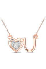 Rose Gold Color Moissanite Heart Love You Pendant Necklace