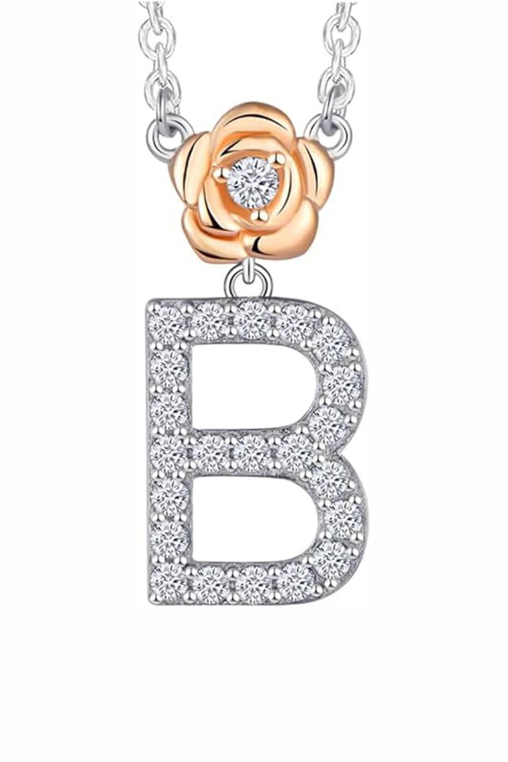 B Letter Flower Pendant Necklace