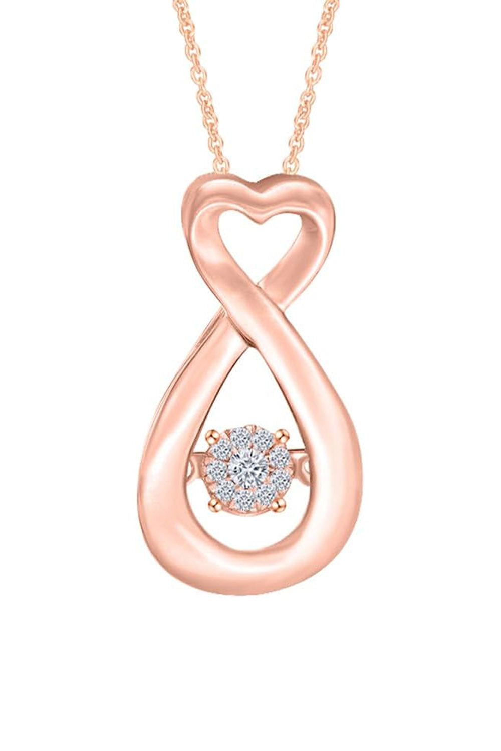 Rose Gold Color Trendy Moissanite Diamond Heart Infinity Pendant Necklace